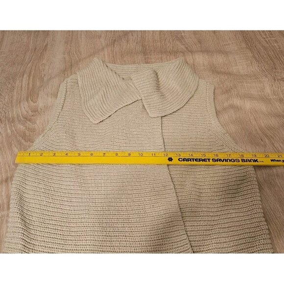 Chicos Size 2 Us Large Womens Sweater Vest Snap Front Cream Color Wool Blend - Picture 7 of 8